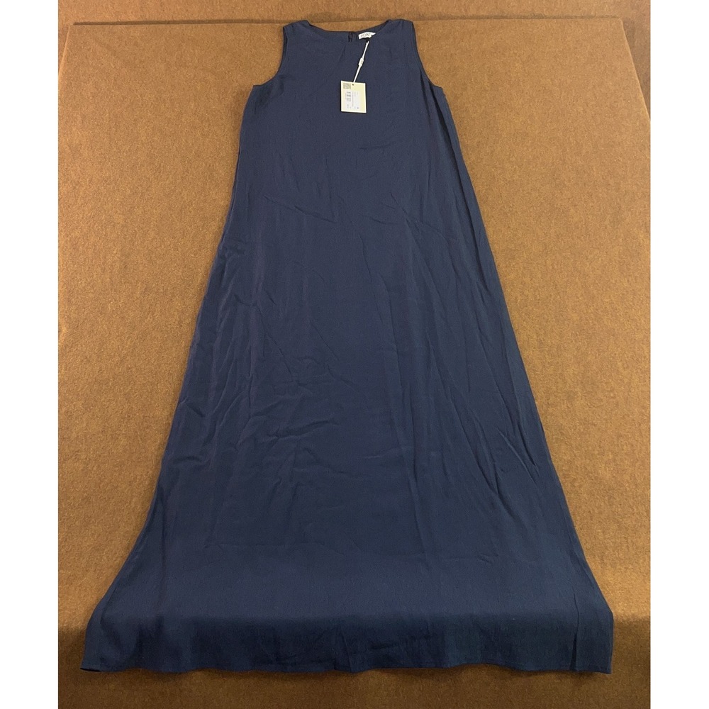 Point Womens X-Small Navy Blue Sleeveless Lined Georgette Column Maxi Dress NWT